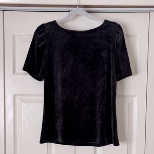 LOFT Velvet Blouse with Gently Ruched Shoulders